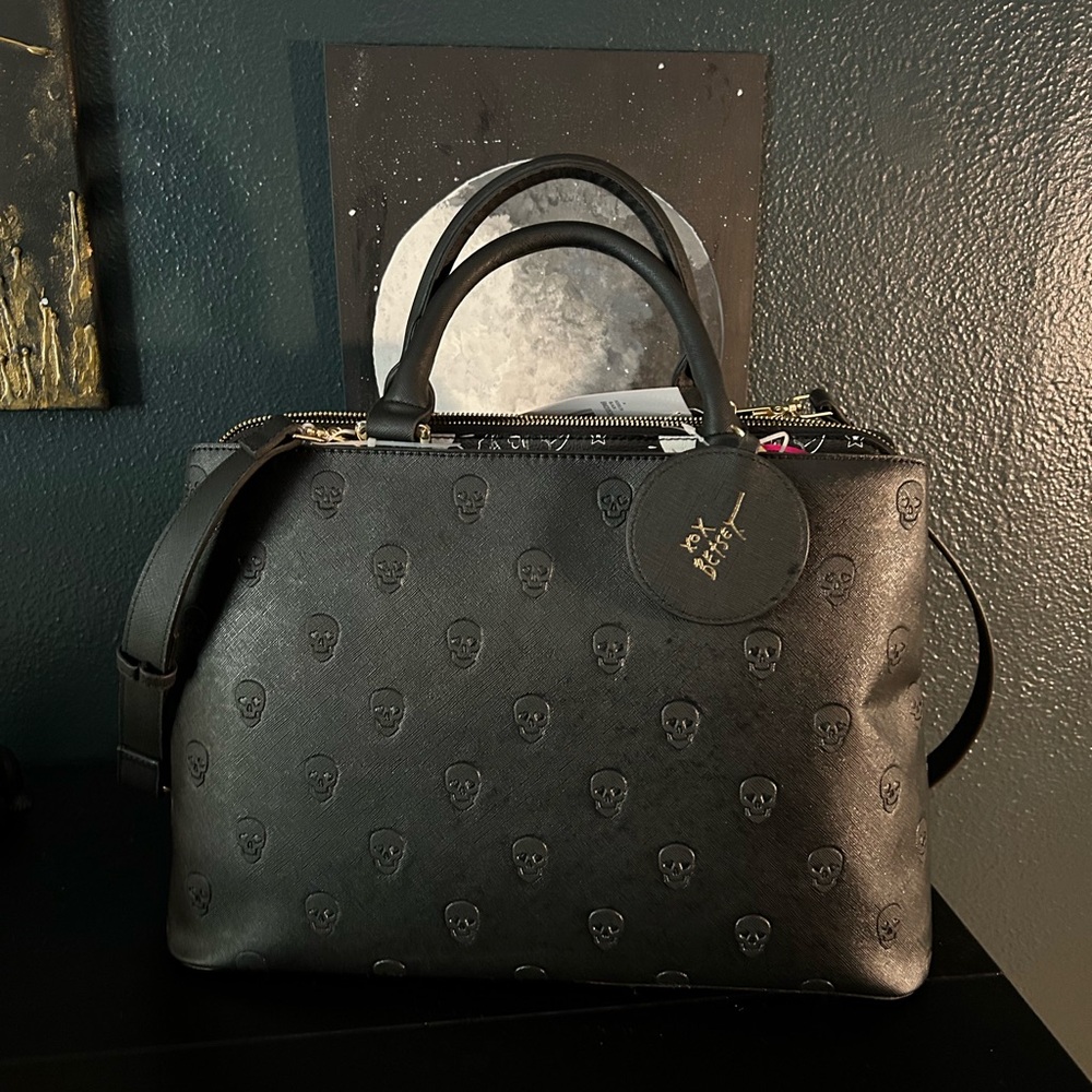 Betsy Johnson Skull Tote with Mirror